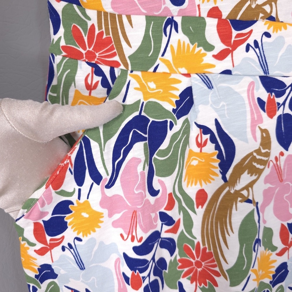 BODEN Women's Florrie Jersey Dress 12R Bird Floral Multicolor 100% Cotton J0849 - Picture 7 of 11